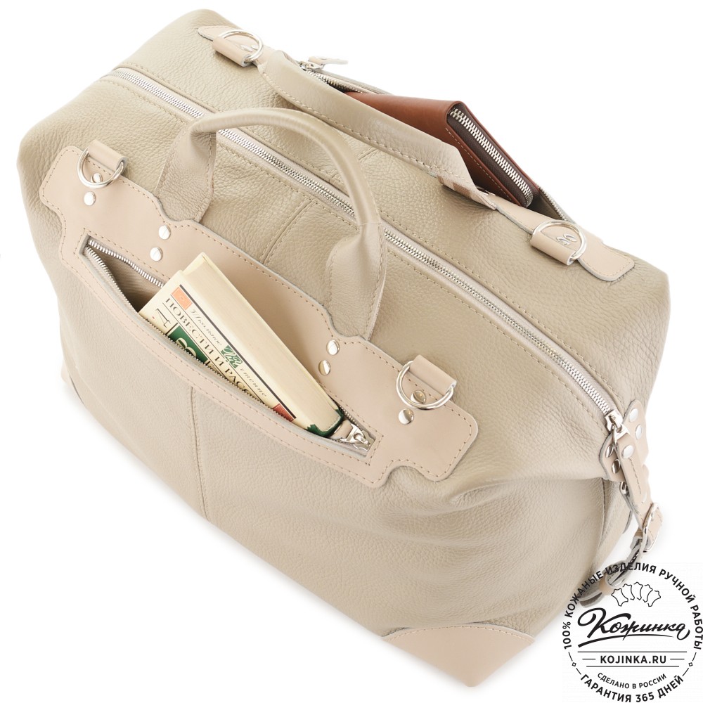  Кожаная дорожная сумка "Сити" (темно-бежевый)